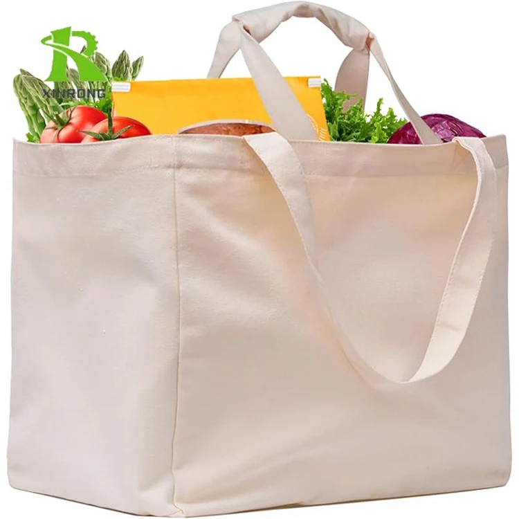 Canvas Reusable Grocery Bags Heavy Duty Foldable Large Canvas Tote Bag