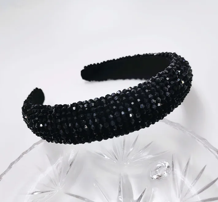 
Wholesale Fashion Luxury Diamond Hairband Women Hair Accessories Beaded Baroque Bling Crystal Padded Rhinestone Headband 
