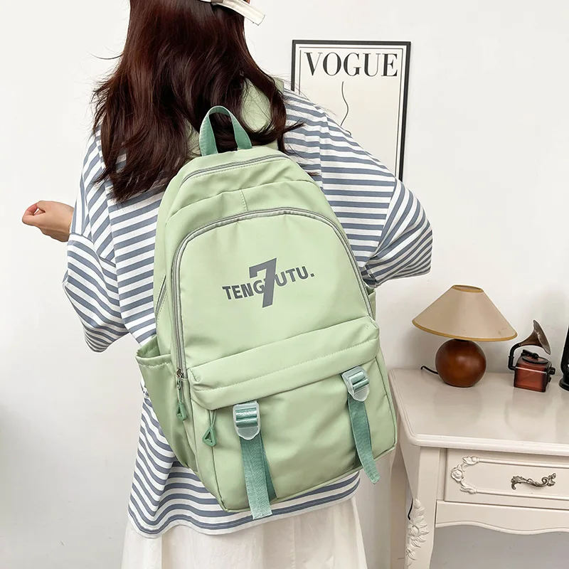 Cross-Border Large Capacity Junior High School Student Backpack Simple Leisure Design Hundred Traveling Computer Students