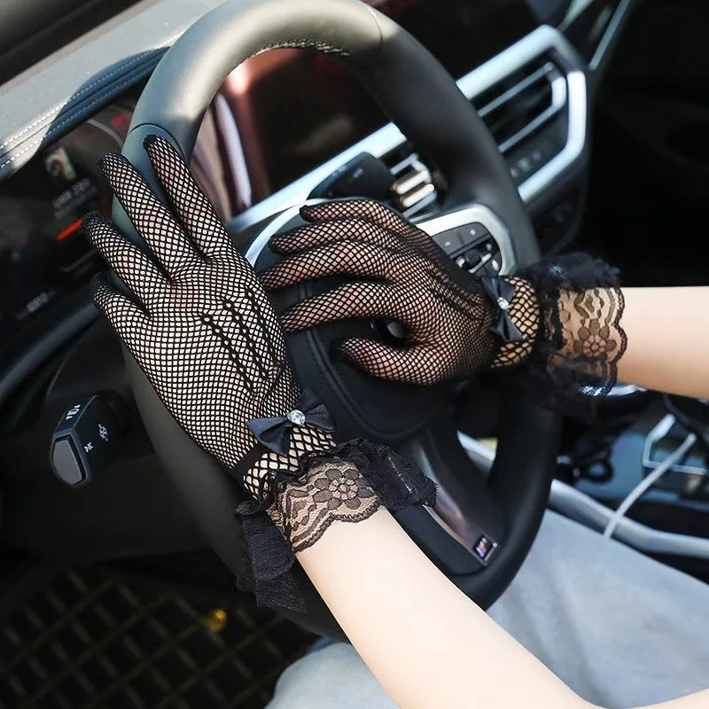 Custom Summer Women Wedding Sexy Silk Lace Cheap Low Moq Thin Gloves Driving Sun Against Ladies Mittens For Woman