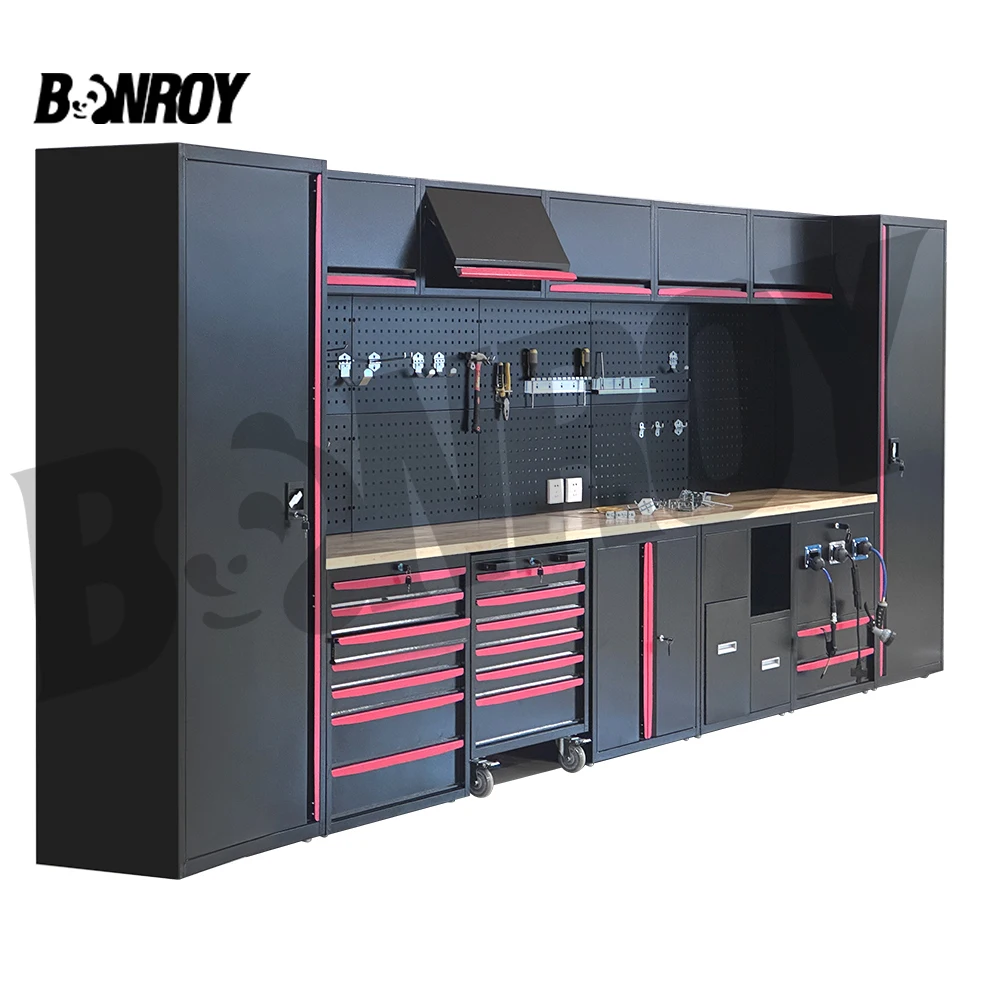 Bonroy Industrial Tool Workbenches For Workshop,L Shaped Mobile Corner Work Bench Esd Heavy Duty Garage Workbench With Drawers