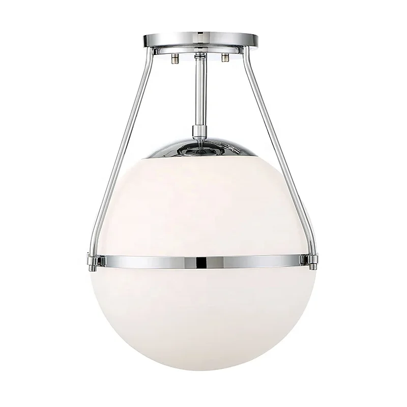 E26 E27 chrome glass shade ball modern hotel room balcony corridor indoor ceiling light