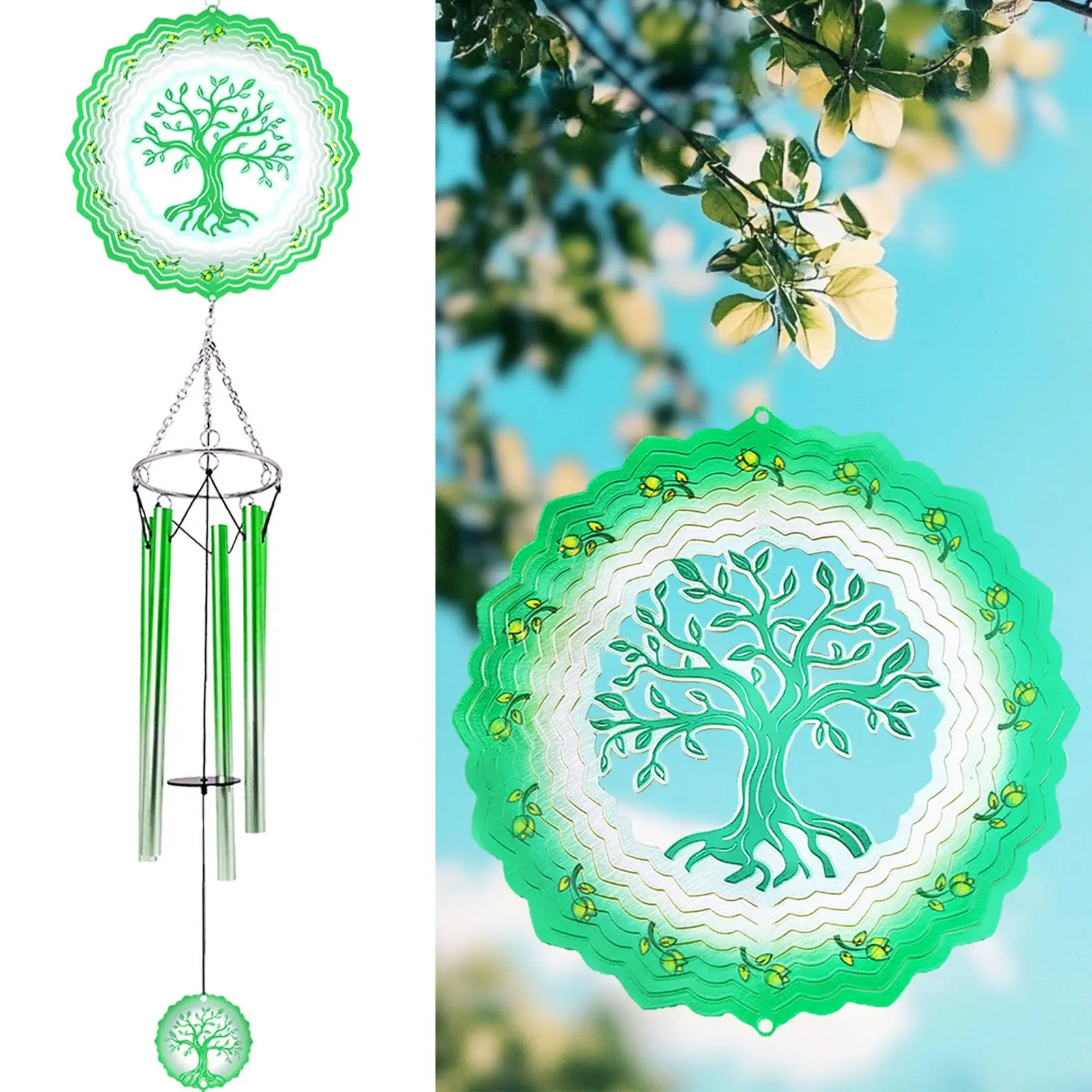 Stainless Steel 3D Mandala Hummingbird Wind Spinner Metal Memorial Wind Chimes Outdoor Garden Ornament Clearance Hanging Decor