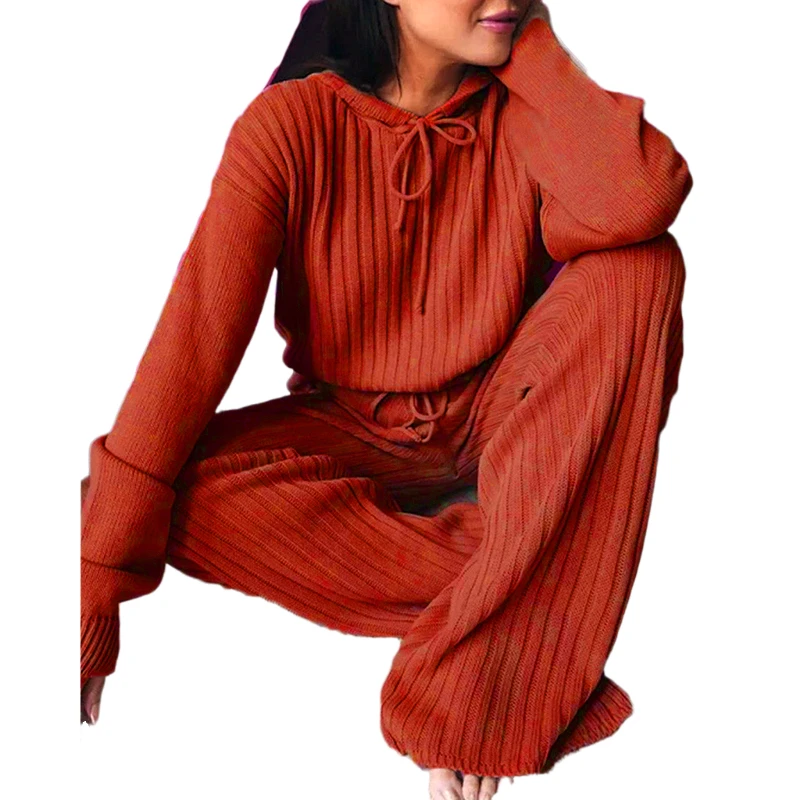 Factory Direct Sale Women Sleepwear Multi Colors Ribbed Waffle Cotton Clothing Loungewear Set