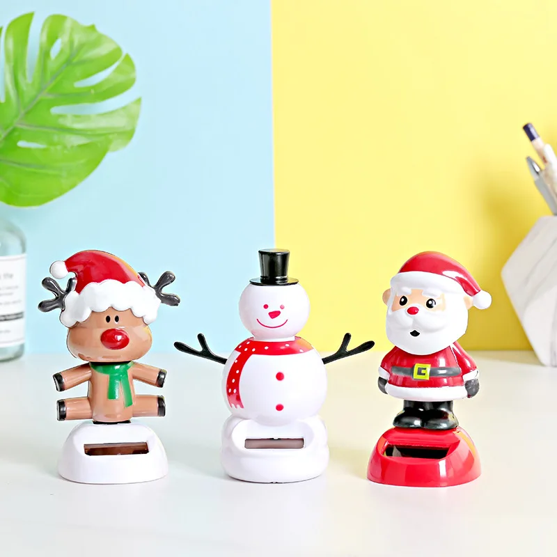2024 Advertising Welcome Xmas Gift Novelty Business Giveaways Solar Energy Swing Shaking Head Toy Doll Room Car Party Decoration