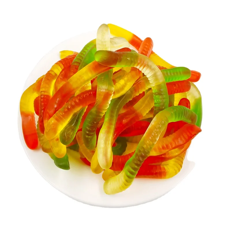 Wholesale assorted bulk gummy candy high quality sour sand gummy fruit worm gummy  candy sweet