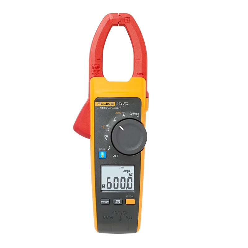 Fluke 374 FC True RMS AC/DC Clamp Meter, 600 A, 1000 V