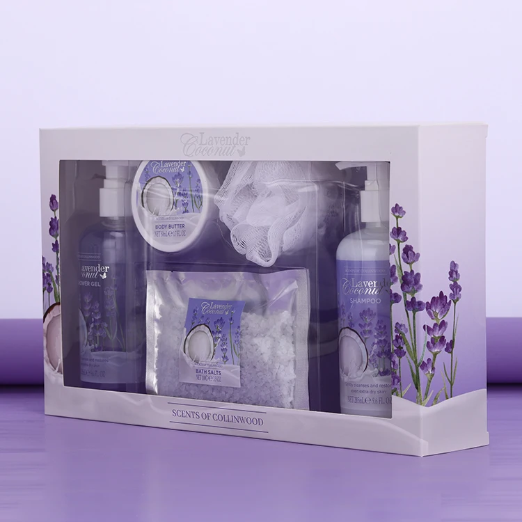 Wholesale 285ml shower gel shampoo lavender bath spa gift kit women bath and body care set