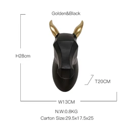 Custom home crafts 3D geometry gold resin horse head sculpture for wall decoration