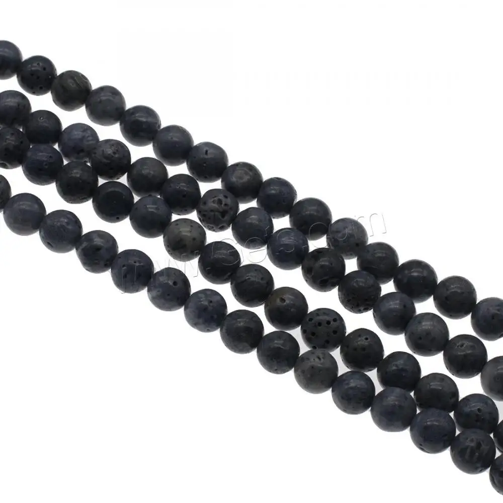 wholesale fashion Natural black coral price for jewelry making Round different size for choice dark blue Hole: 1mm 1403004