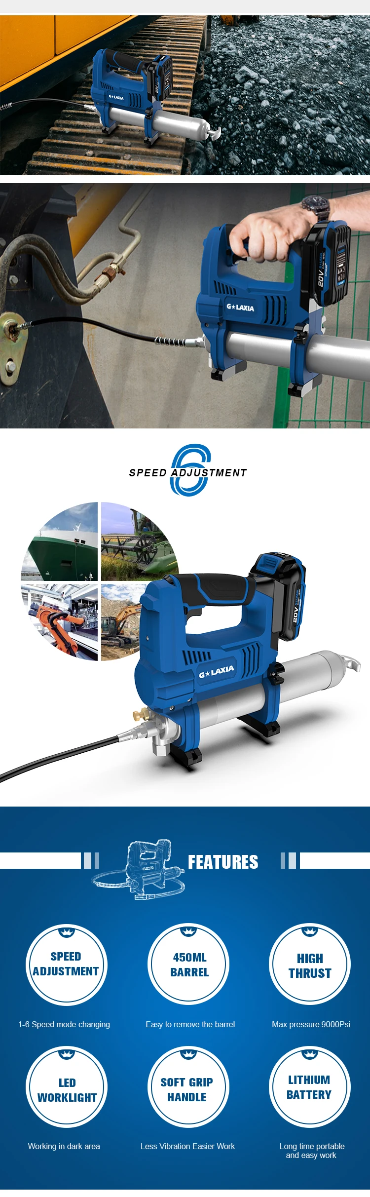 Professional 20V Brushed Grease Gun