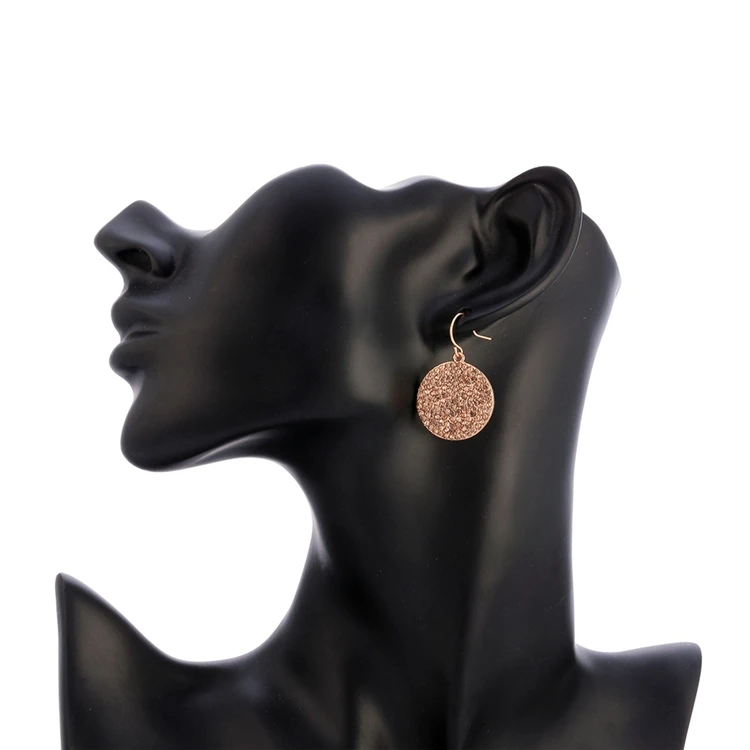 продажа розовое золото круглый кулон крюк серьги круглый полный кристалл ювелирные изделия для женщин ухо аксессуар серьги