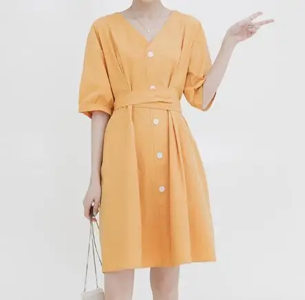 2020 fashion women  clothes dress  short sleeve v-neck dress