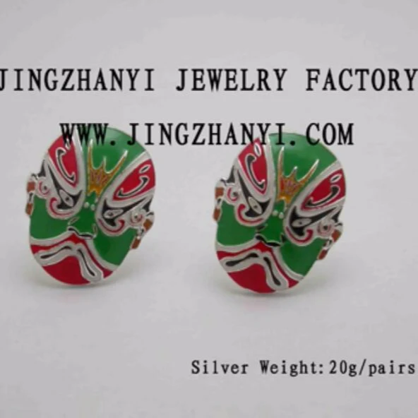 Jingzhanyi ювелирный завод дизайн и производство 925 стерлингового серебра Пекинская опера Best запонки изображения