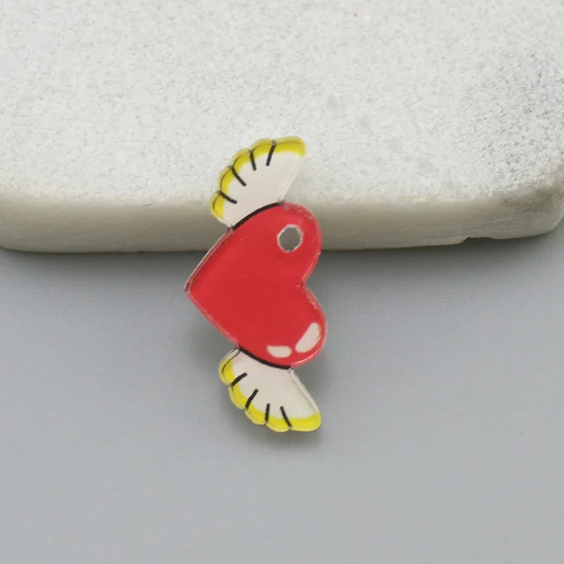Double Acrylic Heart Burger Omelette Set Resin Crafts Watermelon Key Chains Earrings Charms Pendant for Decoration