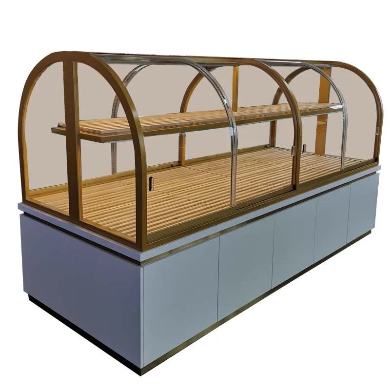 Bakery display cabinet bread display stand cake refrigerated glass showcase whole shop bakery furniture design and custom