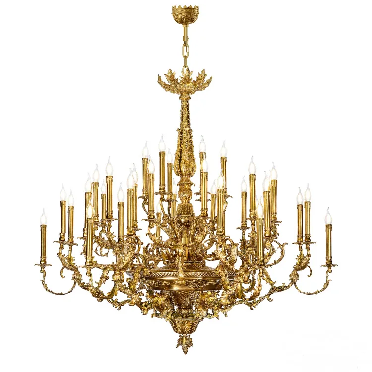 French copper chandelier European duplex villa chandelier living room palace chandelier
