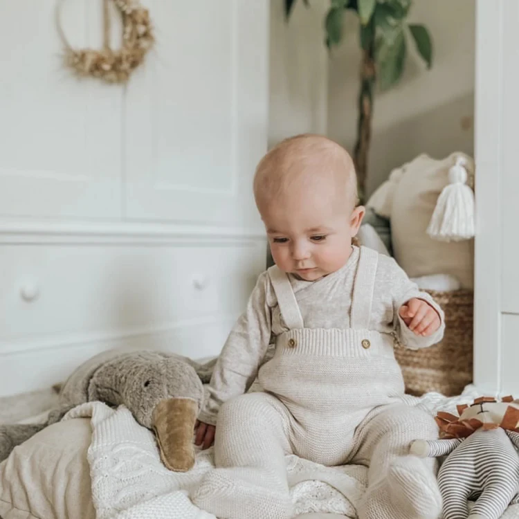 organic cotton knit baby dungarees newborn romper overall jumper clothes for winter autumn season