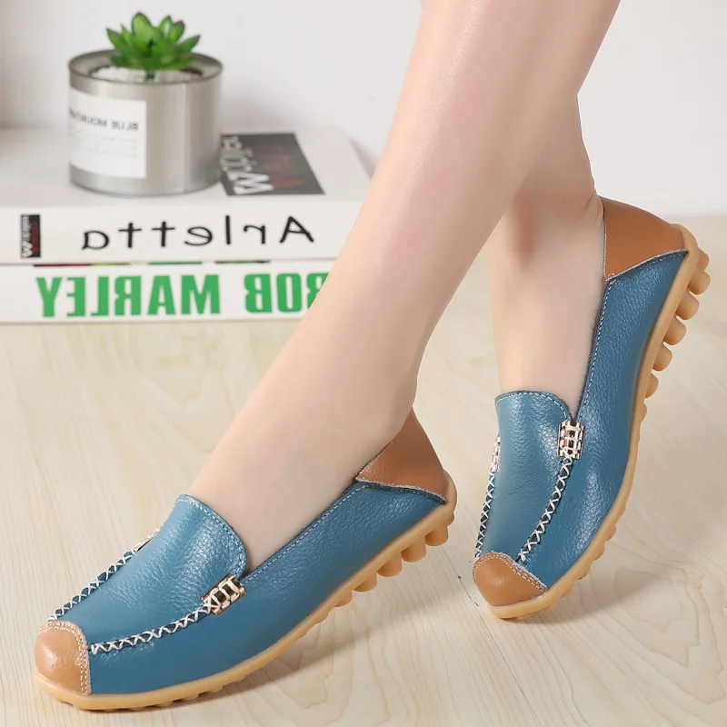 
Wholesale new large size single shoes leather lace flat casual comfortable mother nurse shoes 
