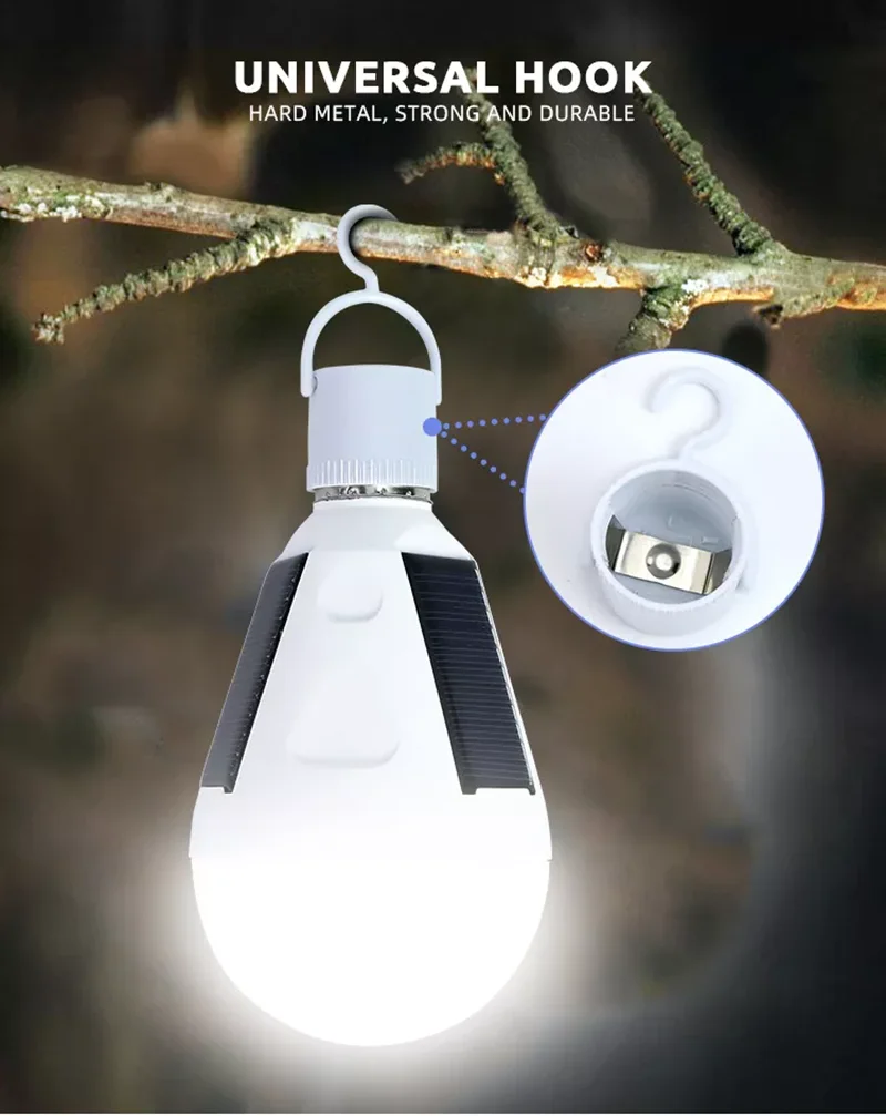 Waterproof LED Solar Light Bulb Outdoor 12 w/IP65 solar emergency  led  bulb for camping
