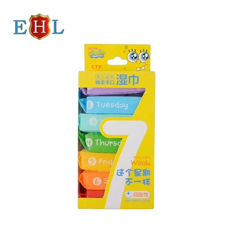 Wholesale 7 Bags/Case Colorful Mini 100% Biodegradable Baby Wet Wipes Cleaning Sensitive Skin Care Baby Water Wipes