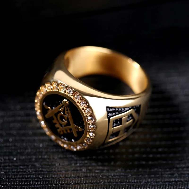 Classic Masonic Ring Stainless Steel Freemasonry Compass Masonic Motor Biker Ring Mens Women Ring Wholesale