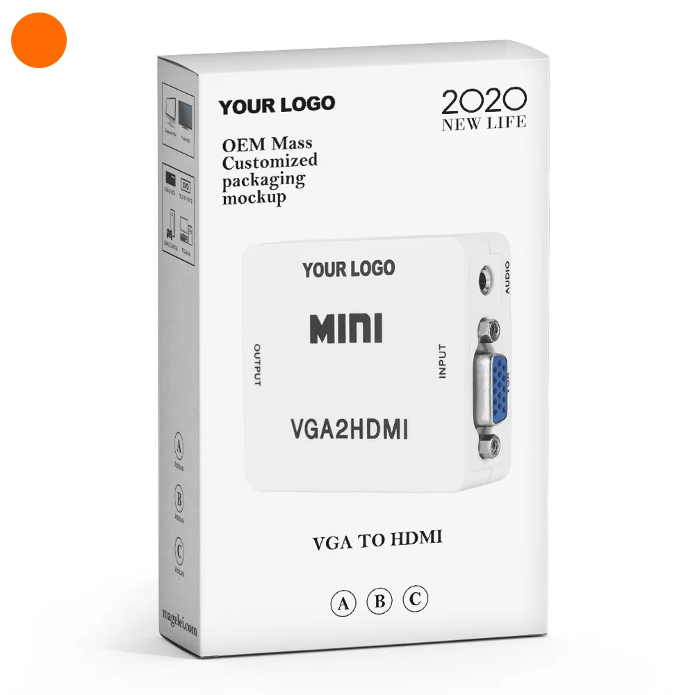 Оптовая продажа, Full HD 1080P, белый мини-конвертер VGA в HDMI, 3,5 аудио VGA2HDMI для ПК, ноутбука, проектора