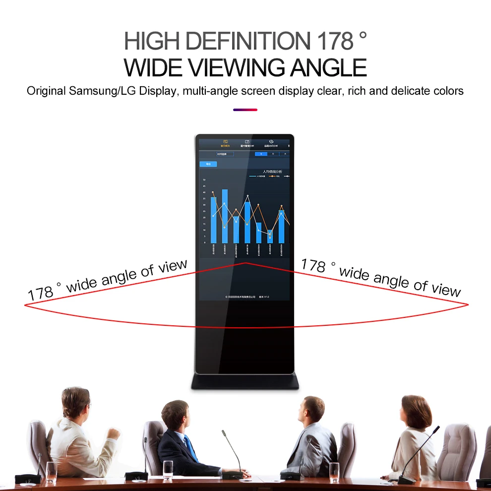 55 inch Billboard LCD Outdoor Indoor Touch Screen Kiosk Digital Signage Floor Standing Splicing Screen Advertising Wall Display