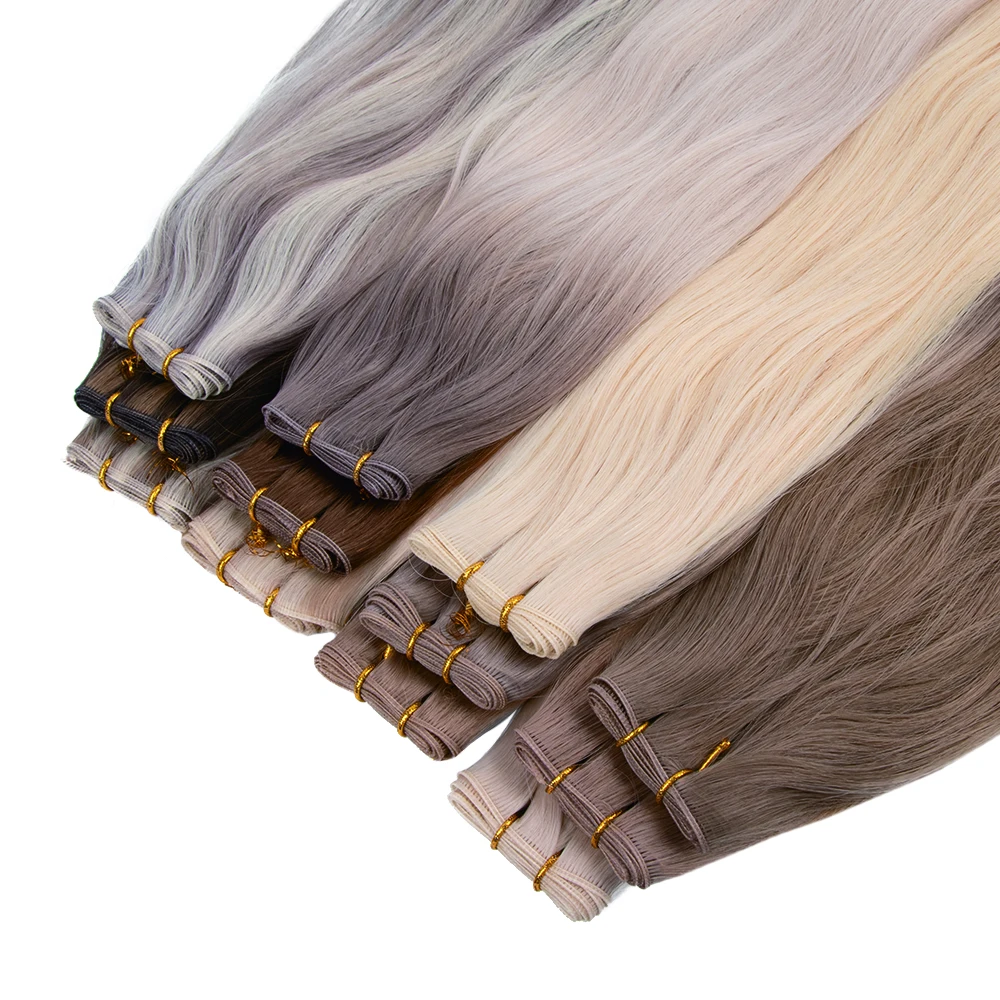 Factory Price Genius Weft Hair Extension Color One Donor Double Drawn Russian Hair Virgin Cuticle Aligned In Vendors