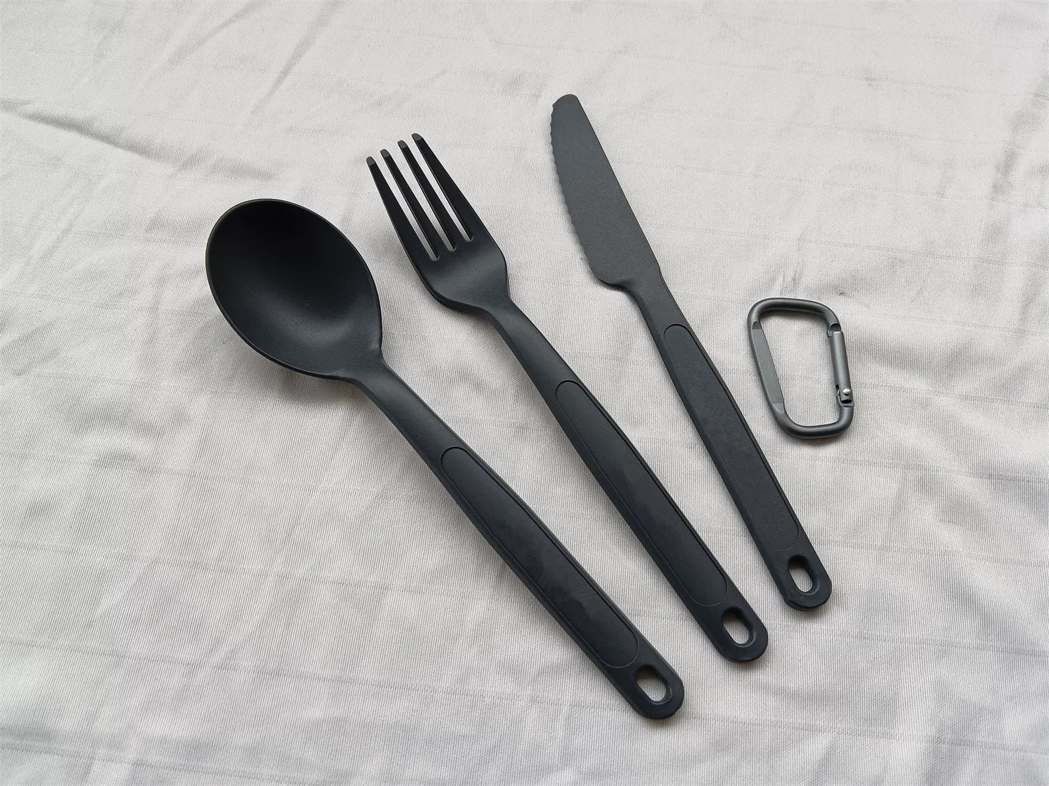 Eco-Friendly Ultra-light Spoon Fork and Knife 3-PC Cutlery Set Come With a carabiner for Travel Outdoor Camping and Hiking