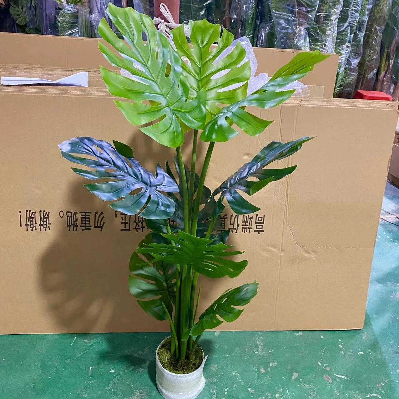 Monstera Leaves Real Touch Artificial Monstera Potted Plants for Home Hotel Decor