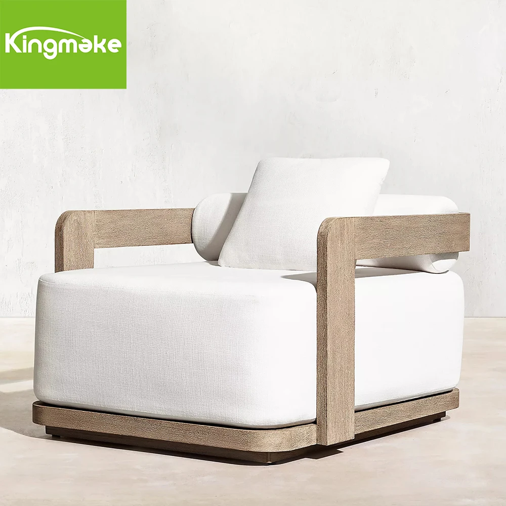 Contemporary Style Teak Garden Furniture Set With Fire Pit Comfortable Sofa Set Patio Furniture Outdoor Conversation Sets