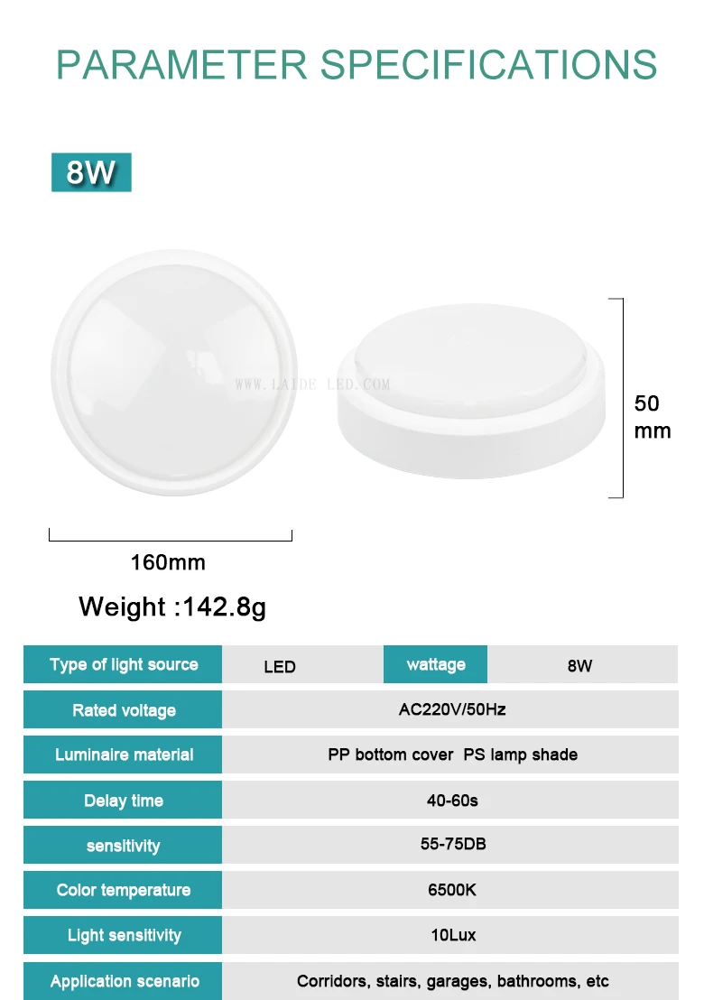 AC220V 8w Modern Smart PIR Infrared motion sensor LED ceiling light sound sensor light surface mounted panel light for home