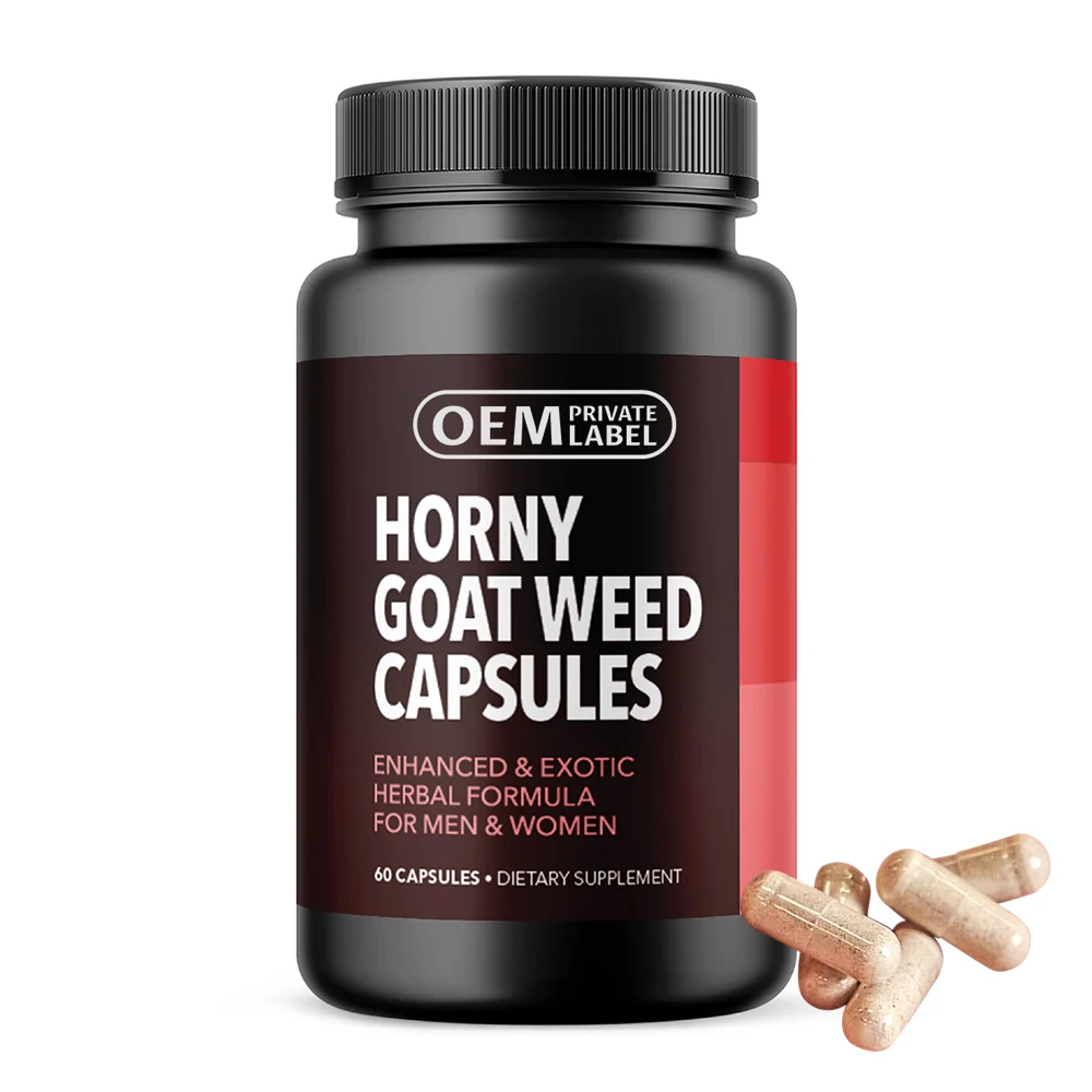 OEM Support Energy Muscle Horny Goat Weed Powder with Maca Organic Strong Man Powder High Potency Horny Goat Weed Capsules