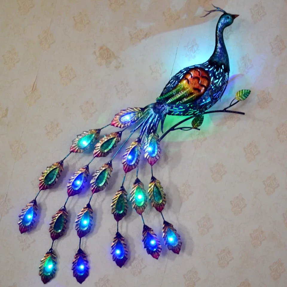 
hand painting metal peacock wall art decor 