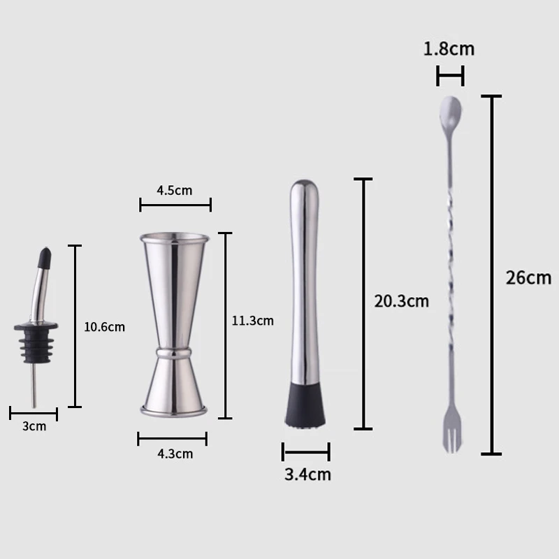 barware set 17 pcs bartender kit private label 304 stainless steel profesional cocktail shaker set with accessories