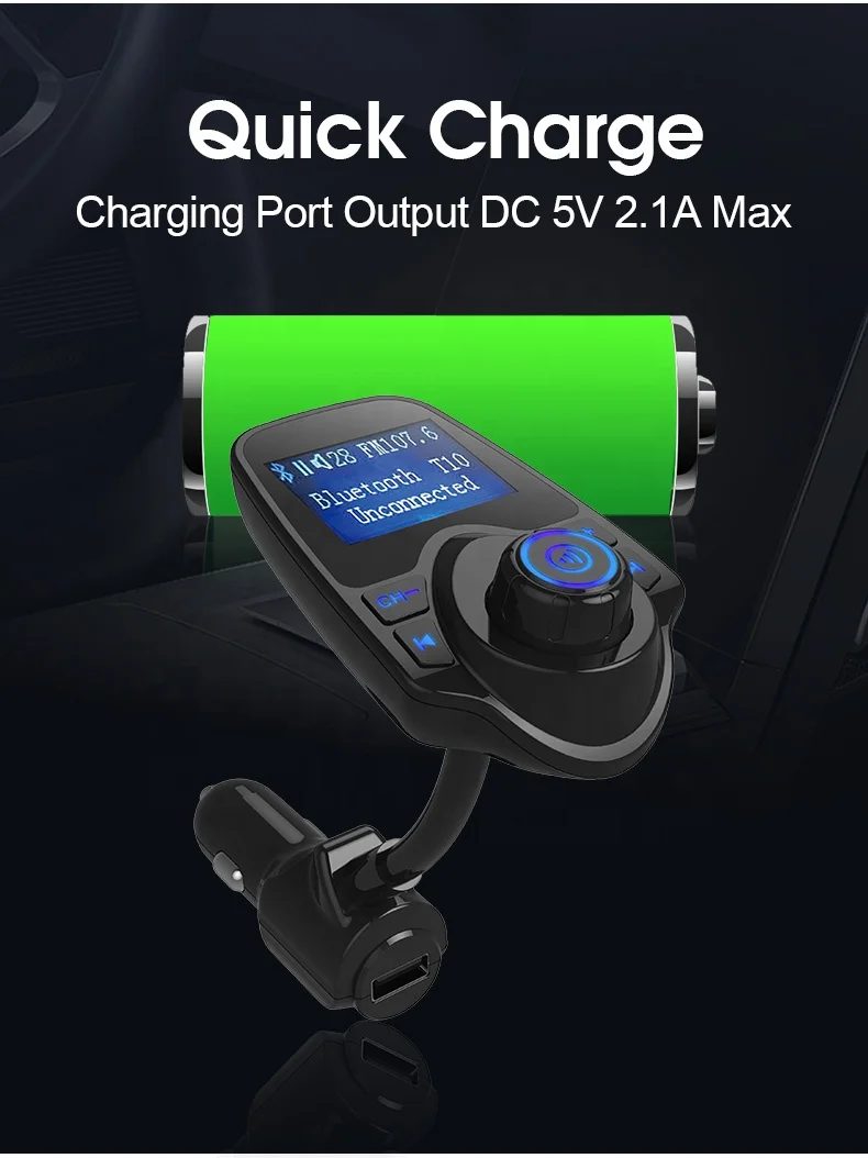  Bluetooth FM-передатчик AGETUNR T10S с ЖК-дисплеем для автомобиля беспроводной автомобильный адаптер выключателем питания