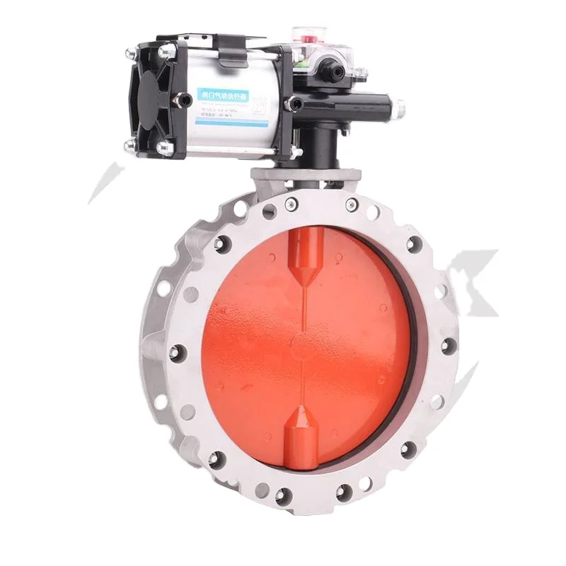 DN100 ANSI JIS VFS V1FS motorized powder butterfly valve electric/pneumatic actuator Polyurethane board dust butterfly valve