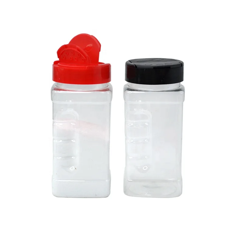 500ml square PET plastic spice shaker seasoning jar salt pepper shaker bottles seasoning container with 63mm lid