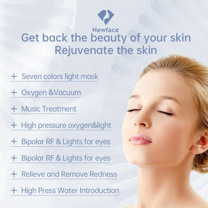 NewFace Customized 8 In 1 Face Skin Care Device Color Mask Music Treatment Aqua Jet Peel Skin Resurfacing Hydra Beauty Machine