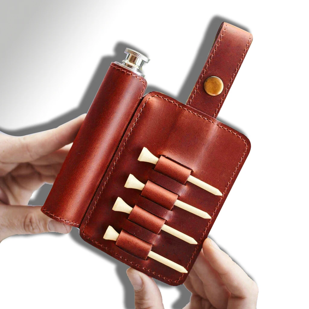 Factory Custom PU Leather Golf Tee Holder Waterproof Tee Organizer Golf Accessories with Clip