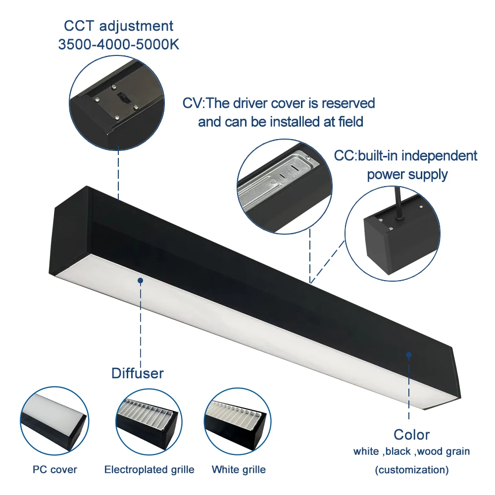 150LM/W сенсорный приложение Bluetooth управляемая светодиодная линейная световая система встраиваемые люстры