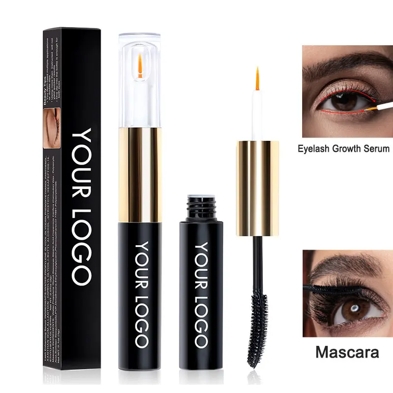 Custom Your Own Brand 2 in 1 Eyelash Growth Serum and Mascara Pen Private Label Eye Lash Make Up Set