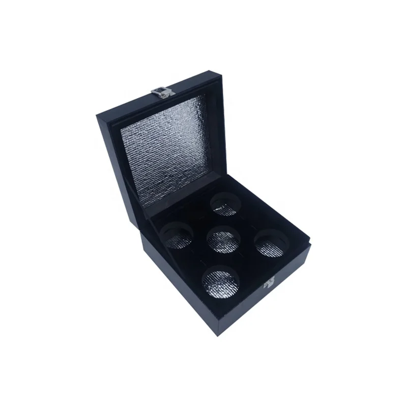 custom high quality black caviar pu leather box Can Put Ice pack