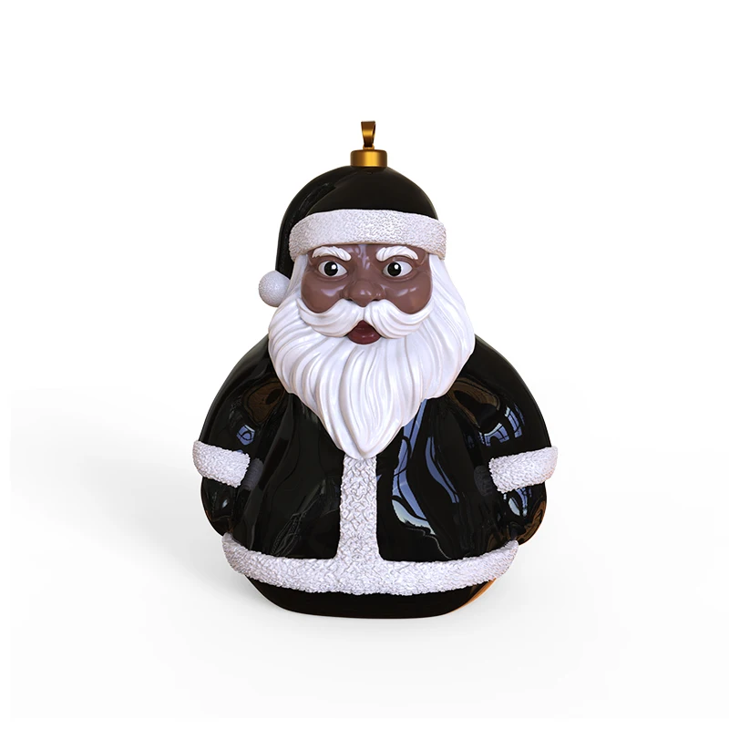 Personalized Custom Christmas tree mini ornament pendant statues cute home hotel ceramic black Santa Claus bauble 3d figurines