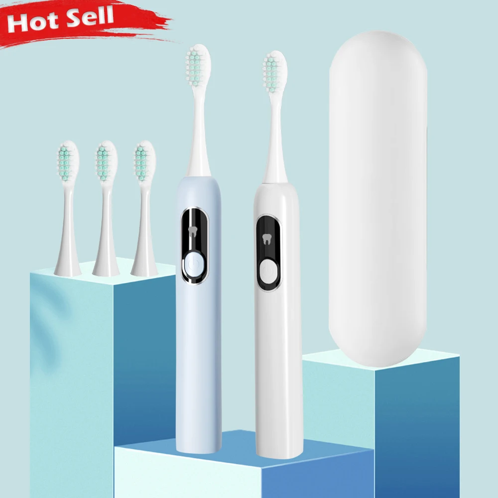 Ipx7 Travel Portable Rechargeable Toothbrush Dupont Soft Bristle Led Display Screen Smart Sonic Electric Toothbrush For Adults