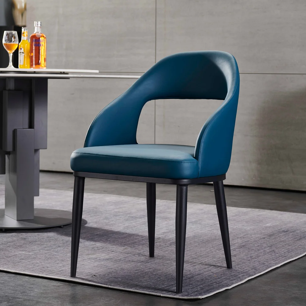 Luxury Modern Design Elegant Leather Blue Red Wine Dining Chair Sets of 6 Chairs Hotel Restaurant Furniture Dining Room Chairs