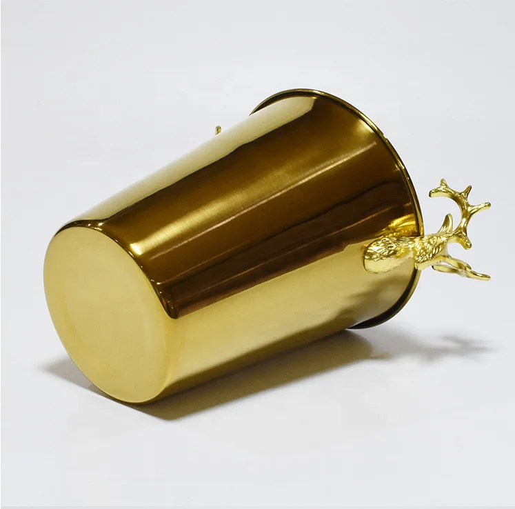 2022 new cross-border stainless steel antler ice bucket KTV hotel cooling beer bucket creative trend conical champagne bucket