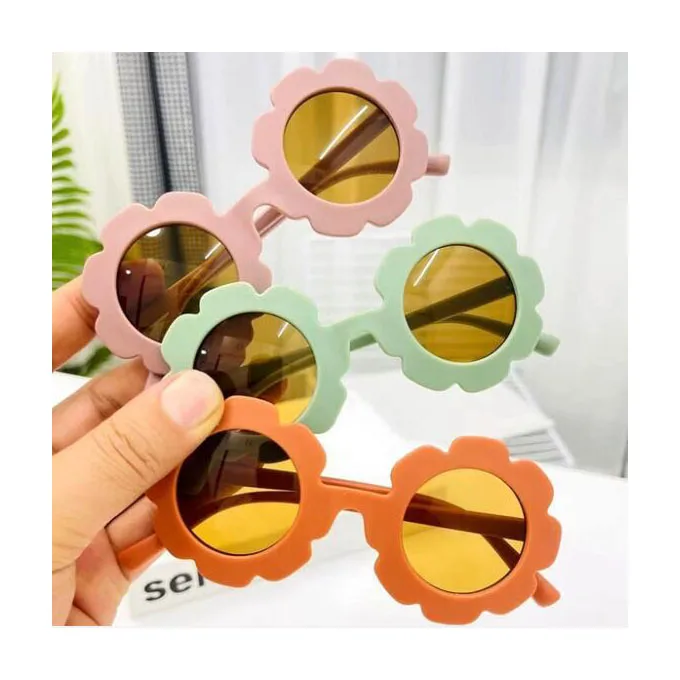 TY0879 Summer Cute Toys Children Sunflower Sun Glasses Frosted Boys Eeywear Anti-UV Protection Reflective Beach Kids Sunglasses