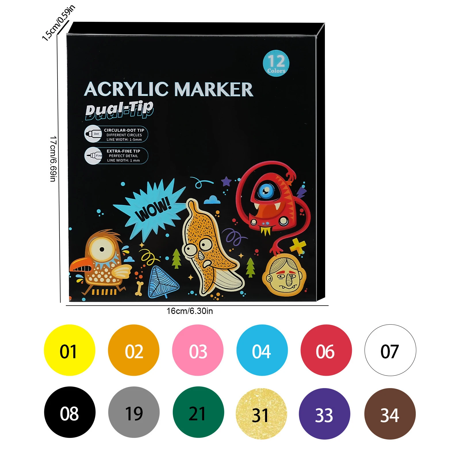 Versatile Dual-Tip Acrylic Paint Marker Pens, Perfect for DIY Crafts, Glass, Rock, and Wood Projects
